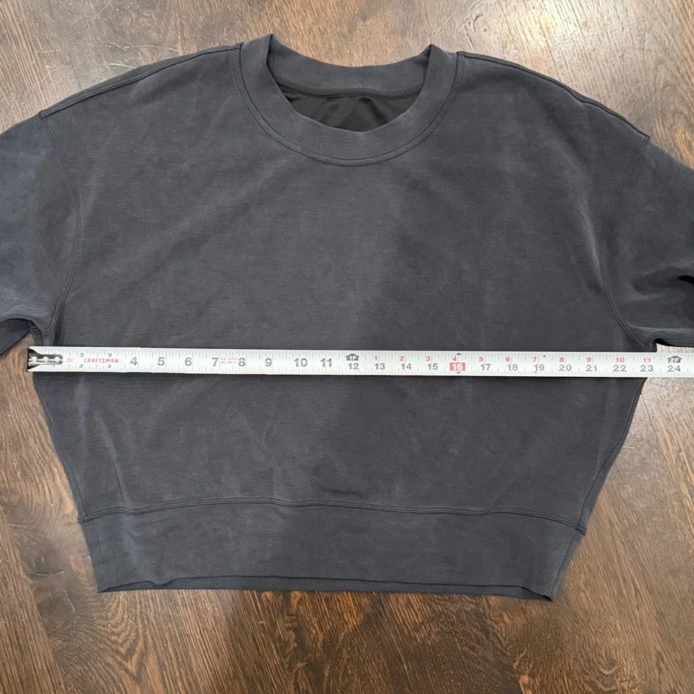 Lululemon Softstreme Cropped Charcoal Crewneck Sweatshirt